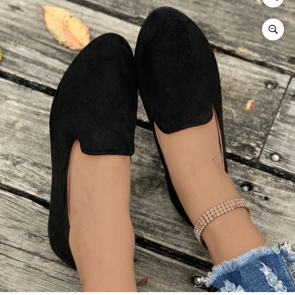 Black Slip-On Loafers with Faux Suede Finish